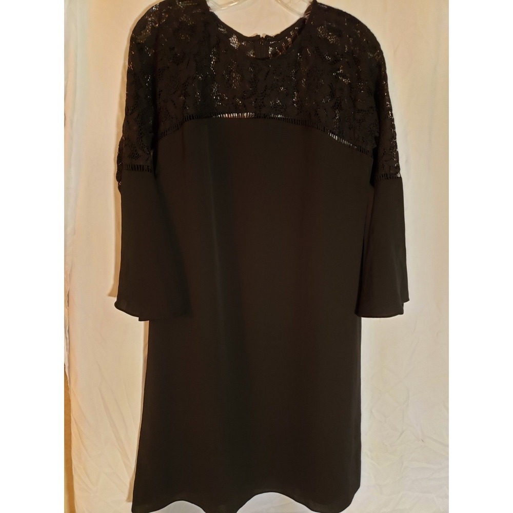 Women's Kensie Black Lace Long Bell Sleeves Dress Size 10